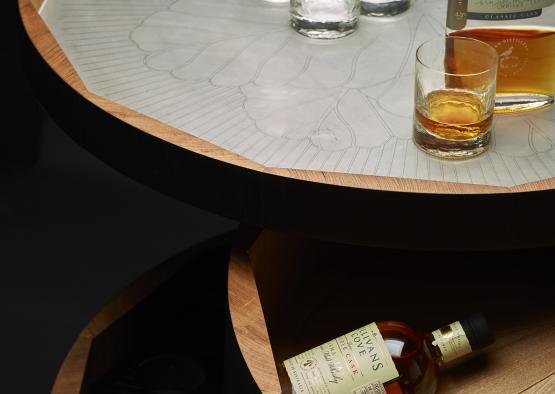 a group of glasses and bottles on a table