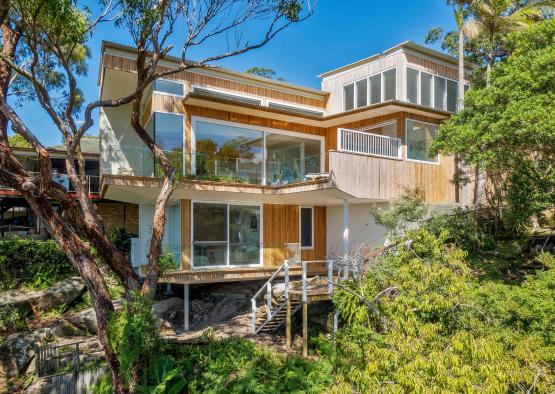 a house with trees around it