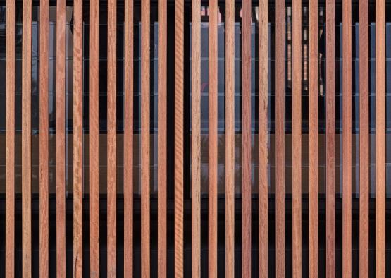 a wood slat wall