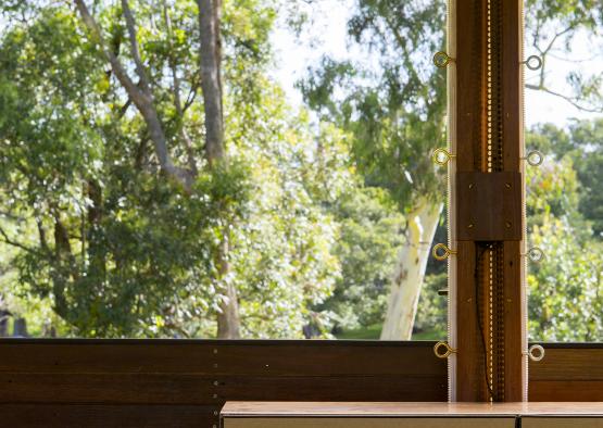 a window with trees in the background