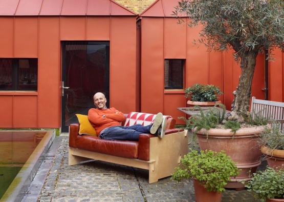 a man sitting on a couch