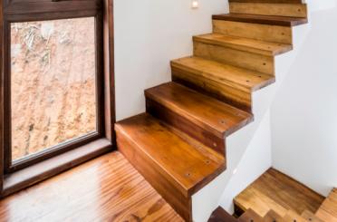 a wooden stairs in a house